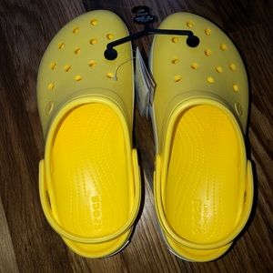 Yellow platform crocs